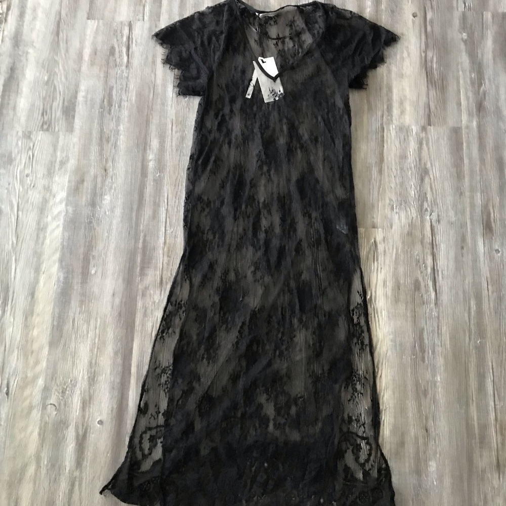 NWT Zara Black Lace Maxi Dress - XS